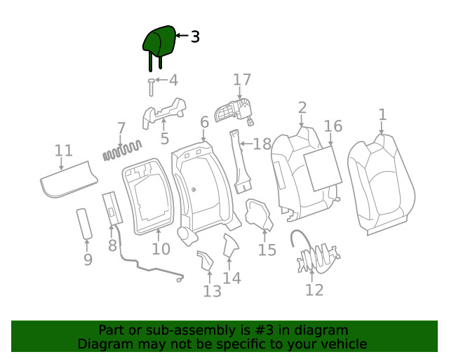 Genuine GM Mojave Front Seat Head Restraint 23433513
