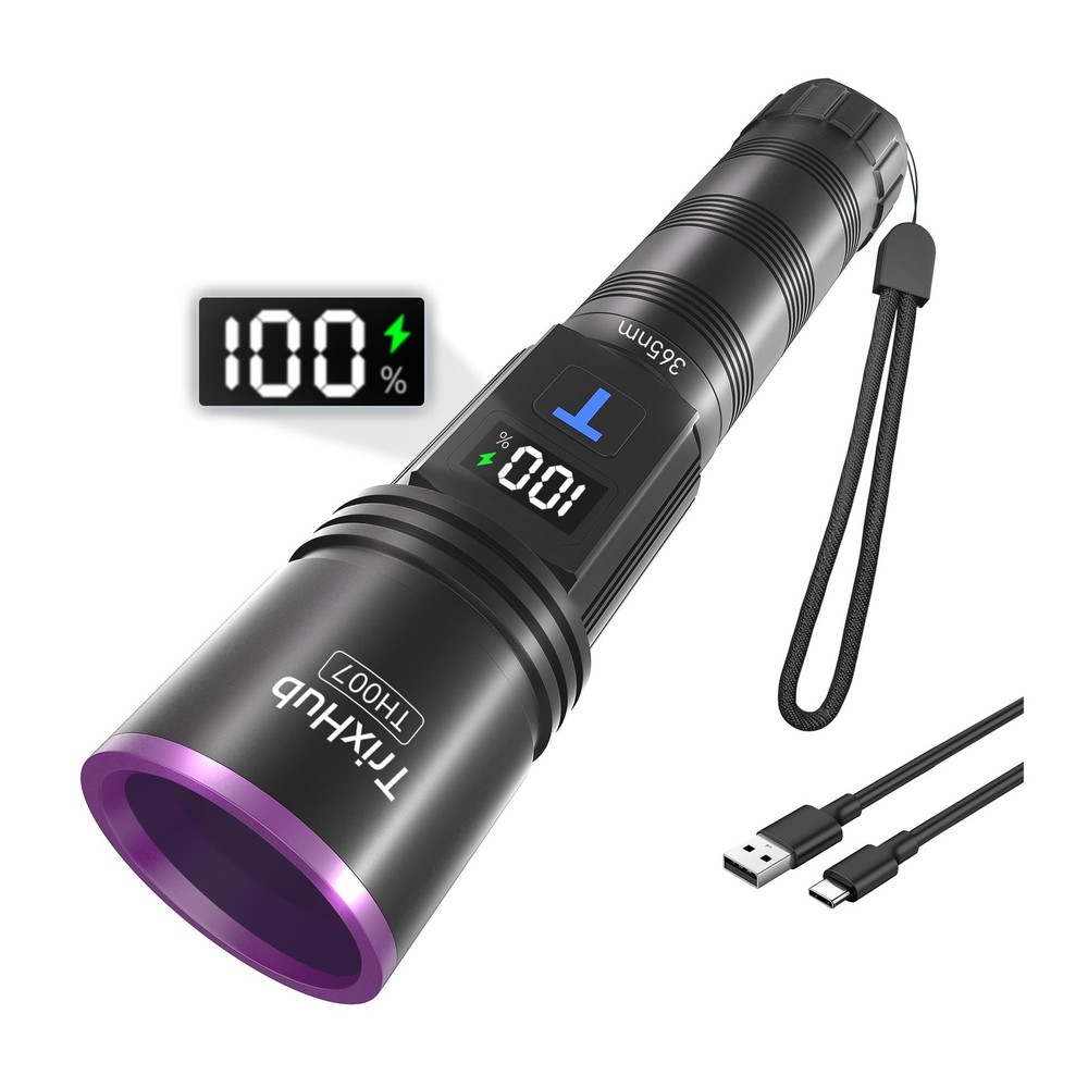 TrixHub 365nm Black Light Flashlight, UV Flashlight Rechargeable Small,
