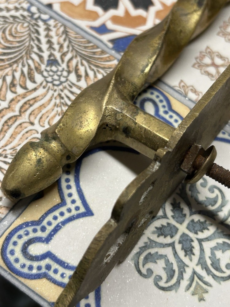 Ornate Solid Brass Door Pull Handle Architectural Salvage Aged Patina MCM