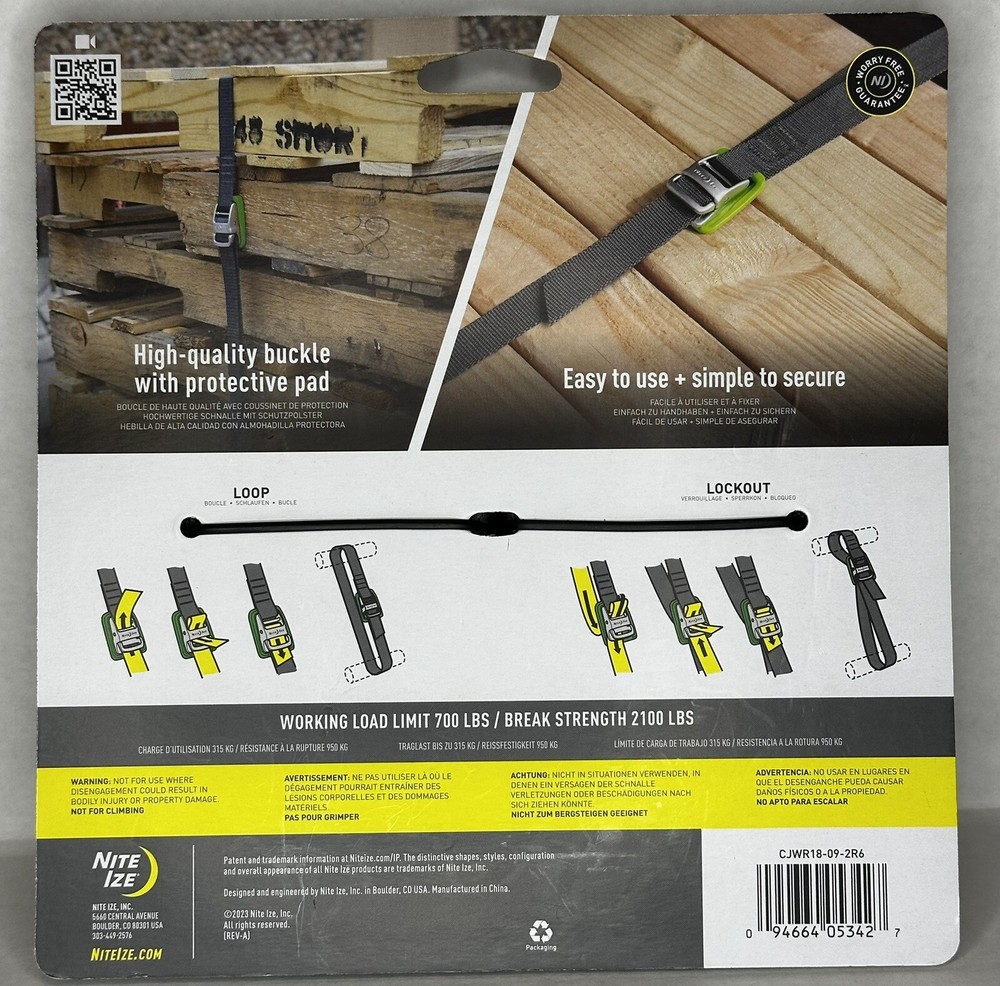 Nite Ize 2-Pack CamJam Tie Down Straps, 18' - 700 lbs Load Limit