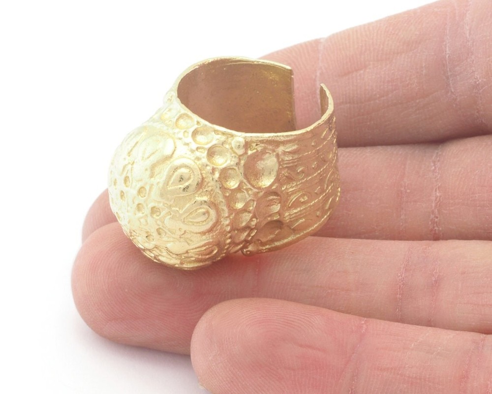 Domed Adjustable Ring Raw brass (17mm 7US inner size ) 3075