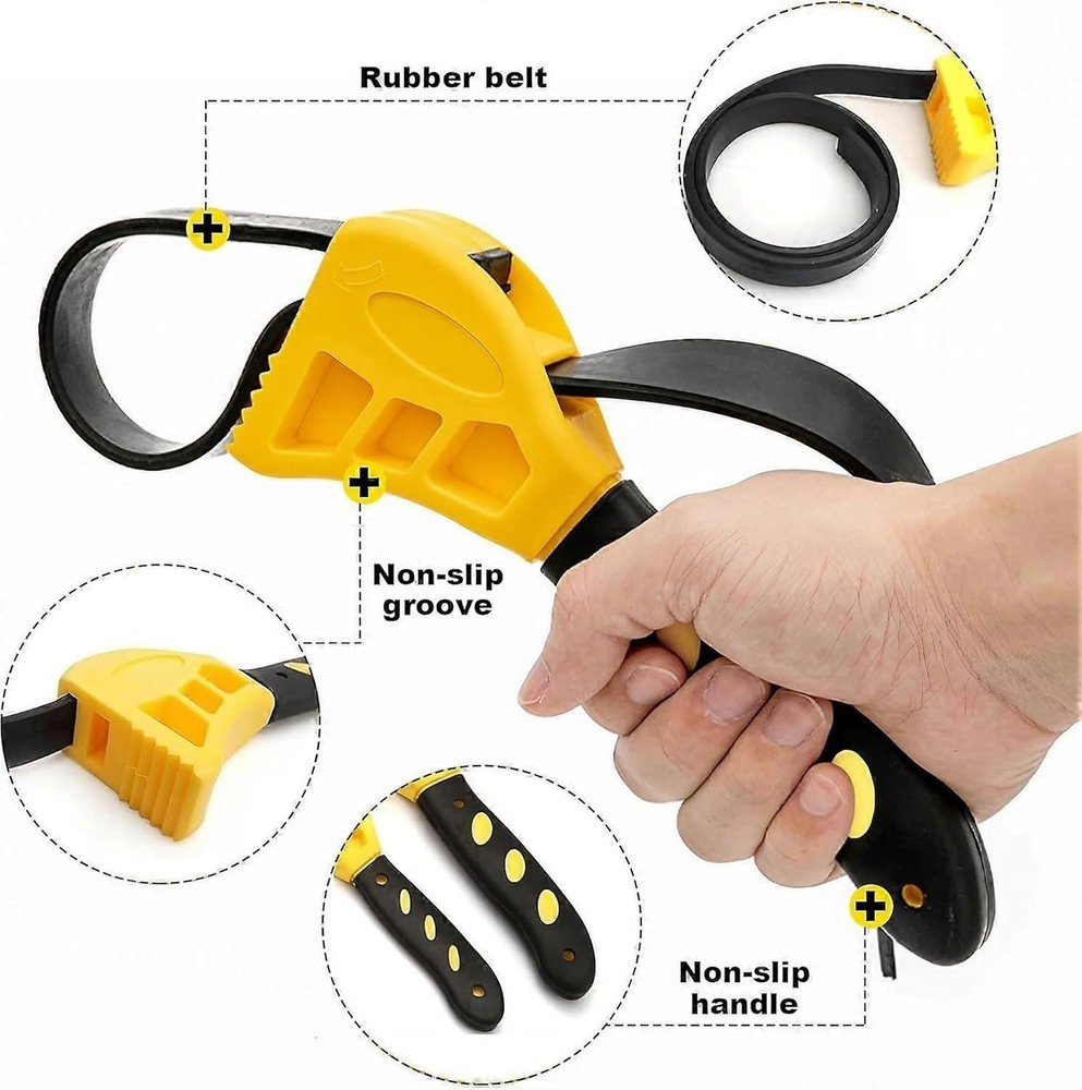 2-Pack Adjustable Rubber Strap Wrench Set – 25.20" & 20.48" Heavy-Duty Strap ...