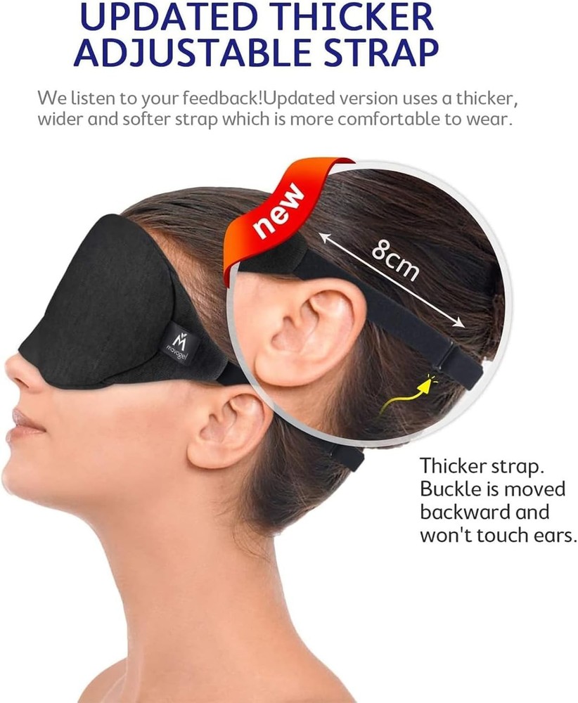 Mavogel Cotton Sleep Mask - Updated Design Light Blocking Eye Black