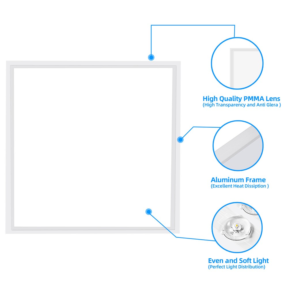 10Pack 2X2FT LED Panel Light 45W Drop Ceiling Troffer Flat Fixtures 5000K white