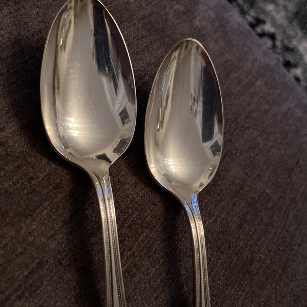 2 R&B Rogers & Bros LYRIC Pattern Silverplate Flatware Solid Serving Spoons 8.25