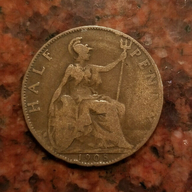 1908 GREAT BRITAIN HALF PENNY COIN - #A3782