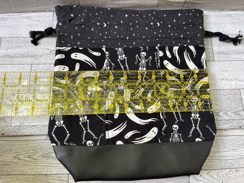 Project Bag For Knitting Crochet handmade Drawstring fall Halloween Ghost