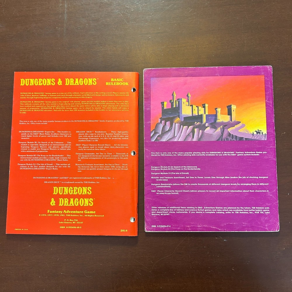 Lot Dungeons & Dragons Basic Rule Book #2014 TSR 1981 & Dungeon Module B2 #9034