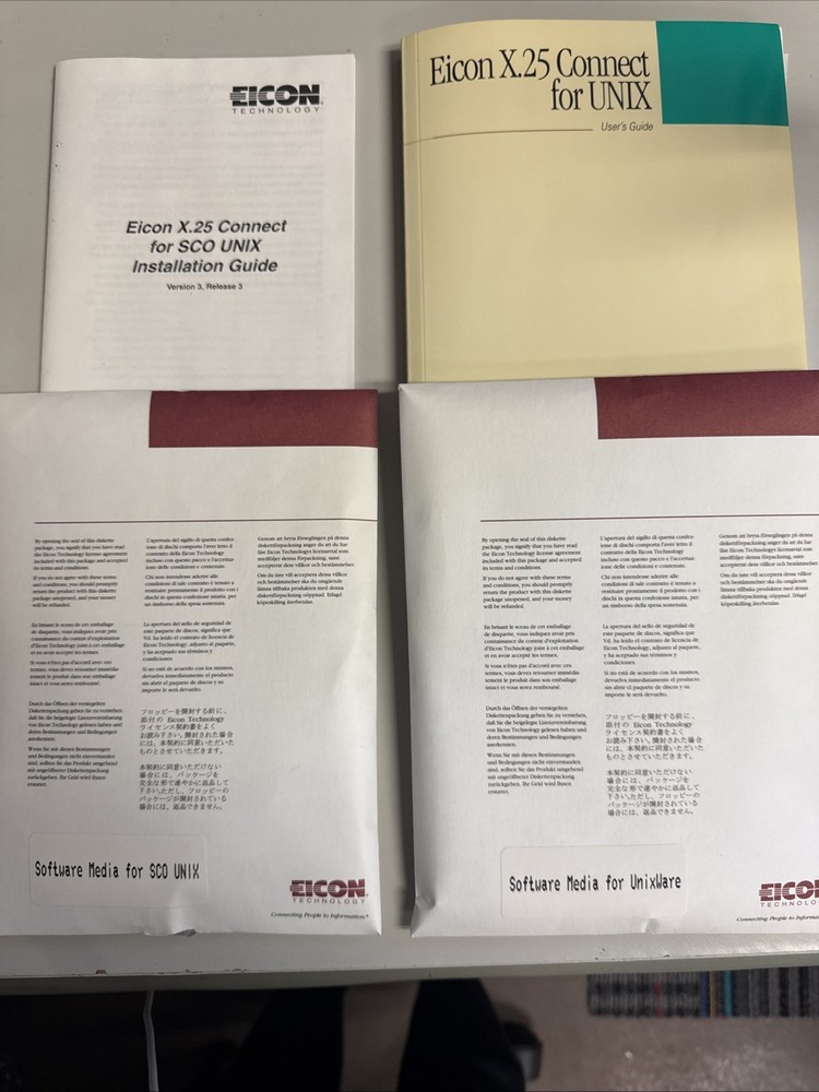 EICON TECH SOFTWARE MEDIA FOR SCO UNIX & UNIXWARE + USER'S GUIDE (#149)