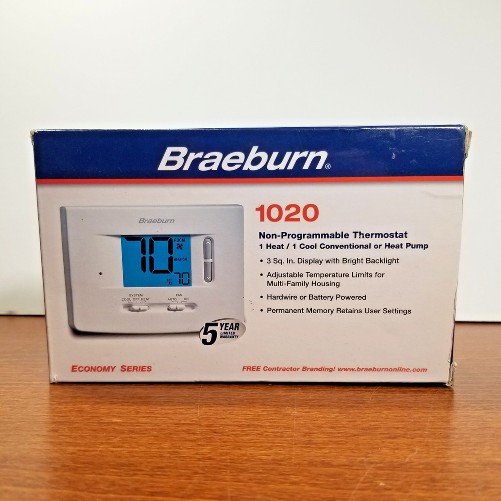 Braeburn 1020 Digital Non-Programmable Thermostat - White