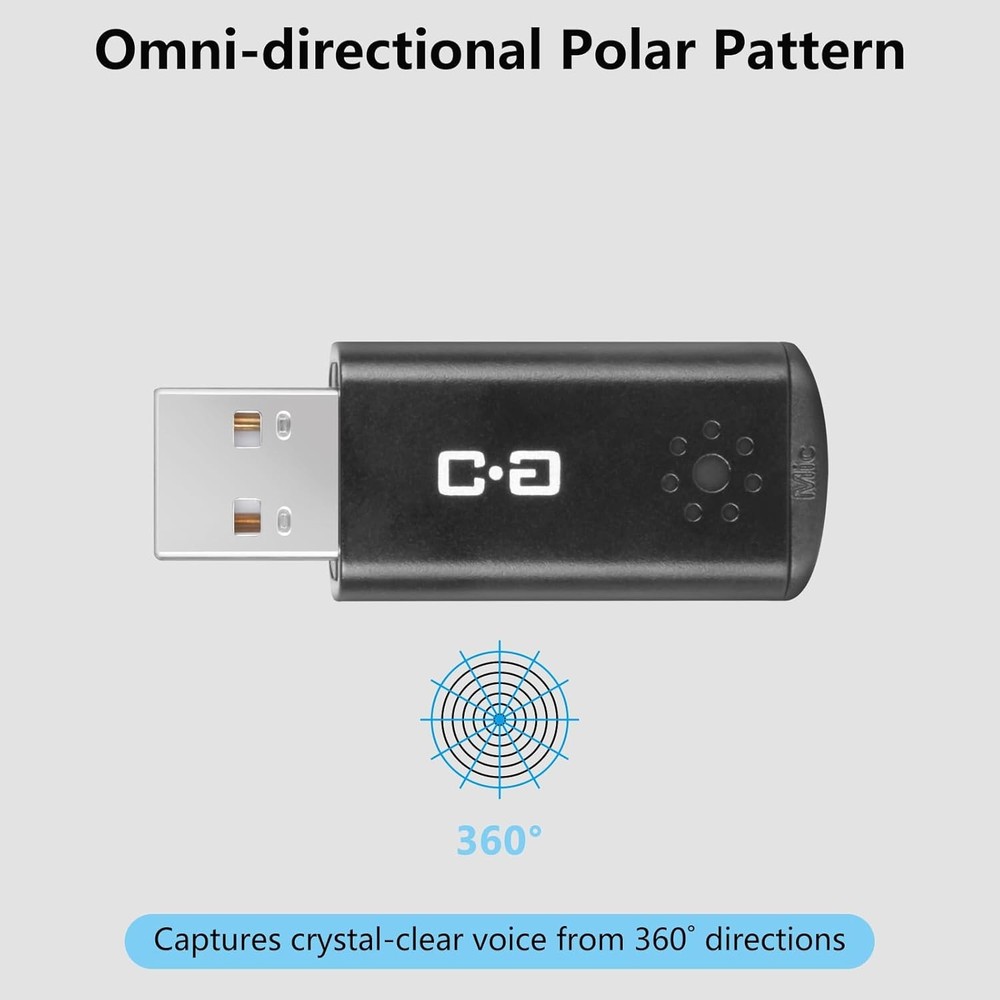 USB Microphone for Laptop and Desktop Computer, High Mini Size, Black