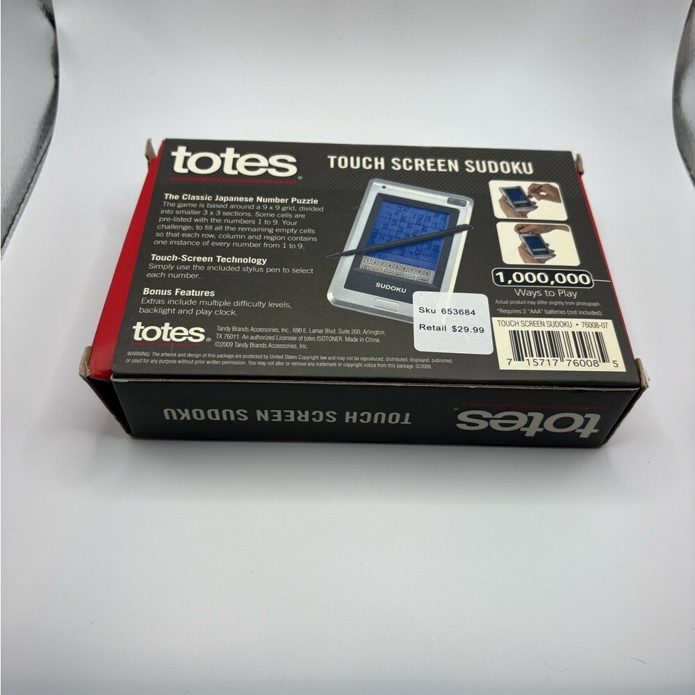 Totes Touch Screen Sudoku Game