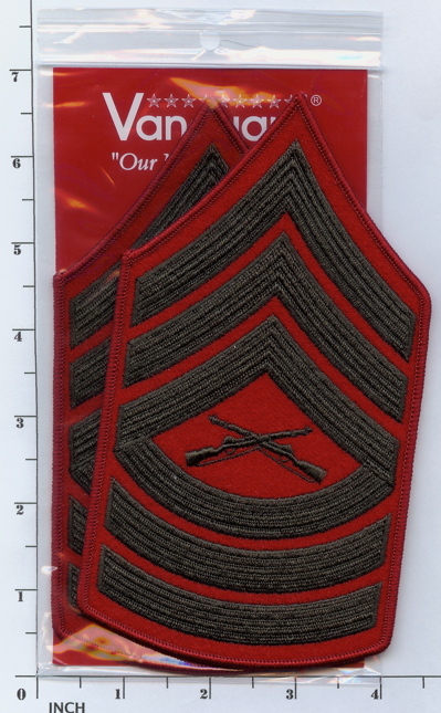 USMC Master Sergeant MSgt E8 Marines Chevrons PATCH set ! green/red for Greens !