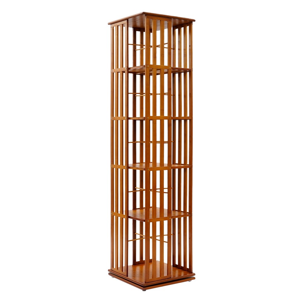 5-Tier Rotating Bookshelf – Stylish Floor Standing Book Storage Solution