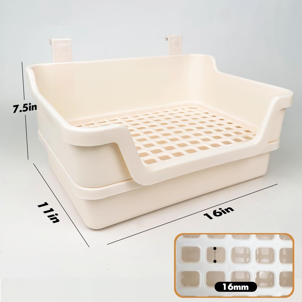 Large Rabbit Litter Box w/Plastic Grid & Dump Tray-Bunny Litter Pan Small Ani...