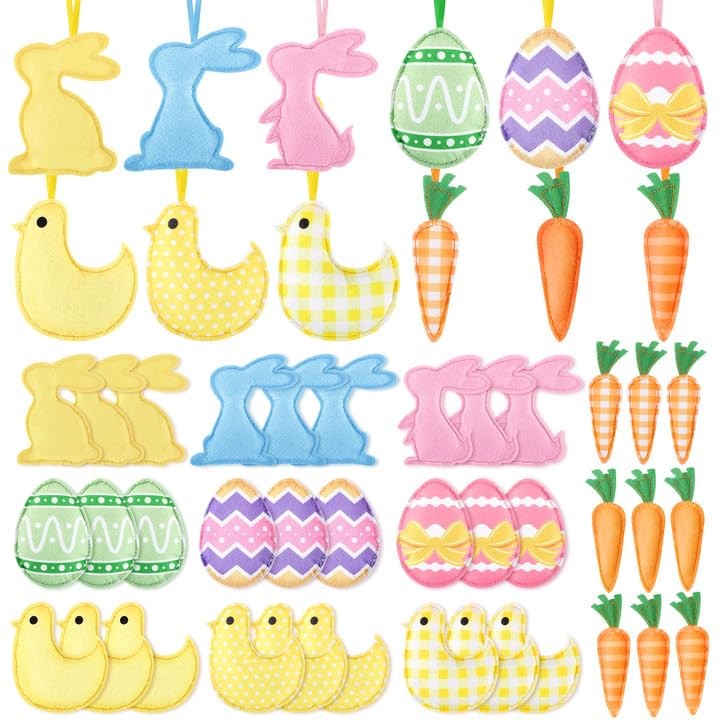 36 Pcs Felt Decorations Hanging Ornaments Bulk Fabric Stuffed Eggs Easter