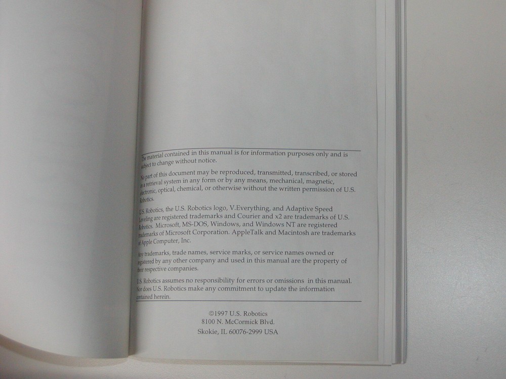 VTG 1997 US Robotics V.Everything Modem Getting Started Guide + Software CDROM