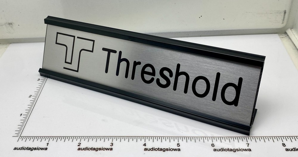 Threshold Desk Sign - Custom Silver Aluminum Double Sided