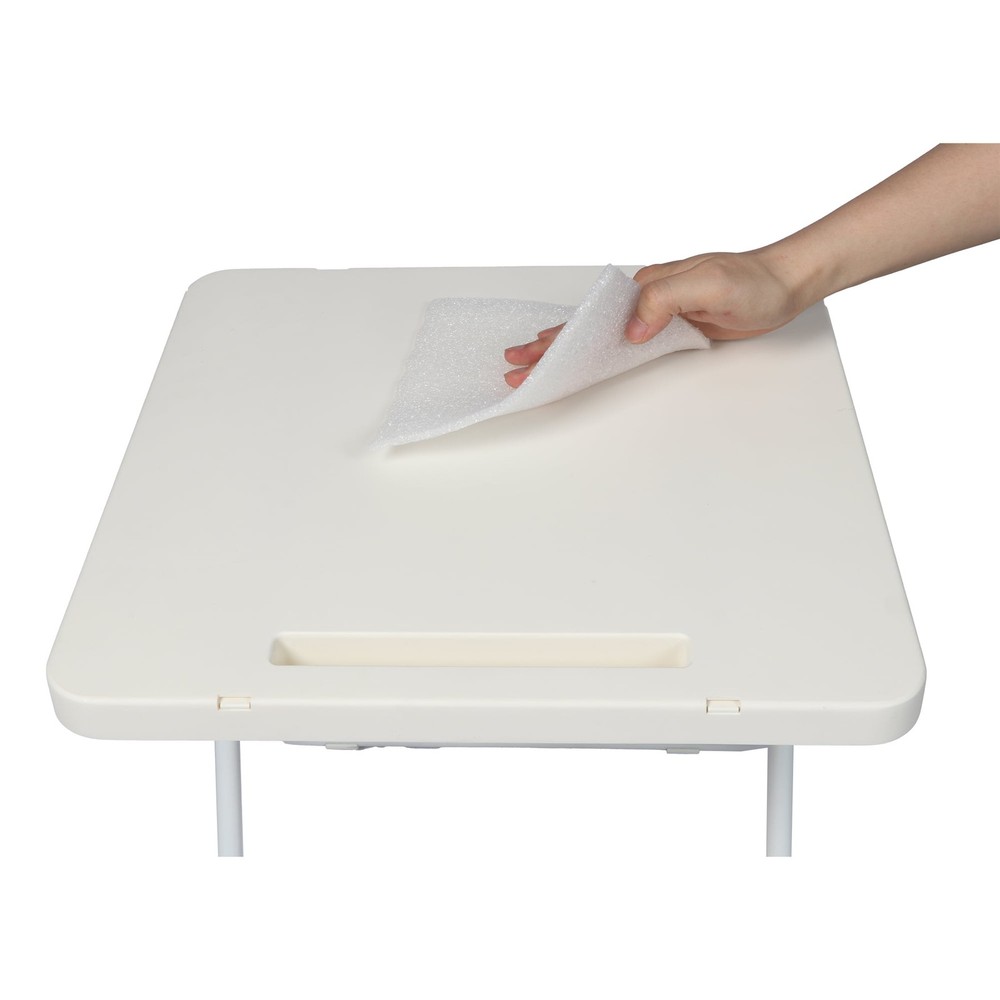 Mainstays White Folding Beach Table with Hard Top Surface