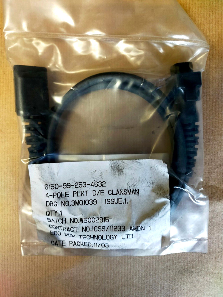 Clansman Radio Battery Charging Cable 4 Pole PLKT NSN 6150-99-253-4632