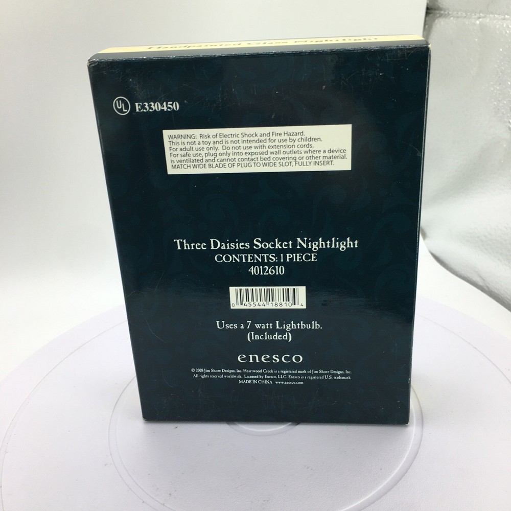 Jim Shore Three Daisies Socket Nightlight Hand Painted Glass Enesco