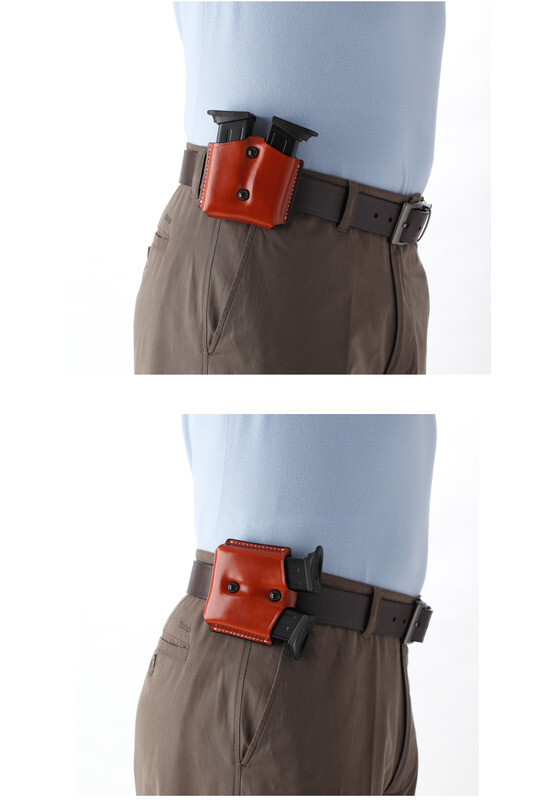 Leather Double Magazine Case for 9mm / 40 cal SINGLE STACK METAL mags - (# 2049)