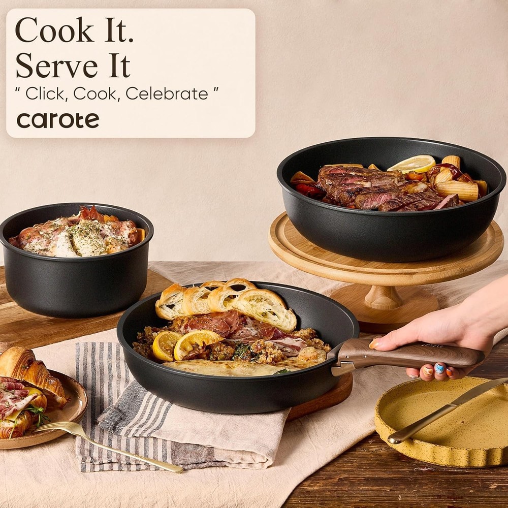 19pcs Pots and Pans Non Stick, Cookware Sets Detachable Handle, Induction Kit...