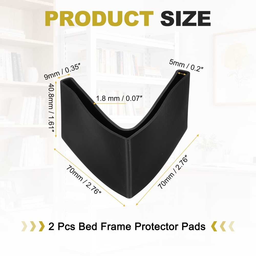 2Pcs 2-3/4" Bed Frame End Cap, Angle Iron Foot Pad Leg Protector, Black