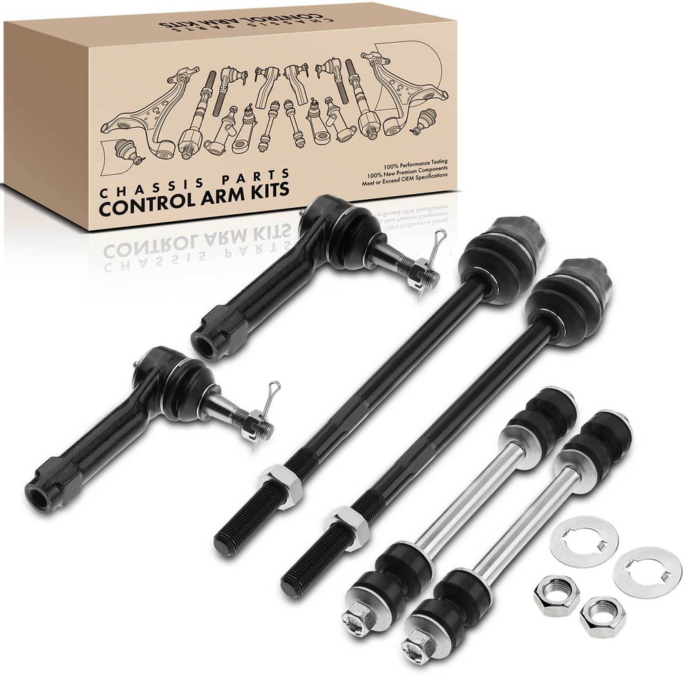 Front Stabilizer Bar End Link Inner & Outer Tie Rod End for Chevy Cadillac GMC