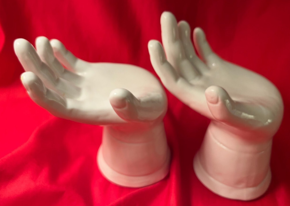 Two WHITE HANDS Bookends