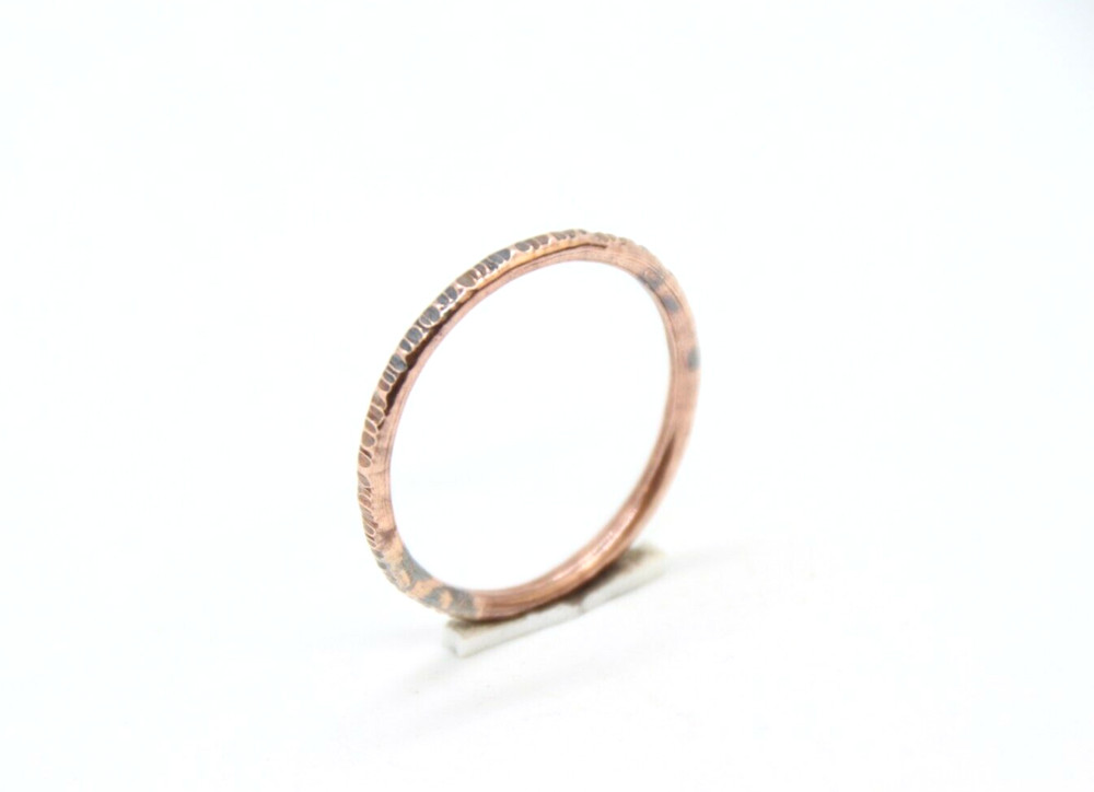 Copper Ring Stackable Hammered Rings Band Size 12.5 Promise Ring thin 2mm