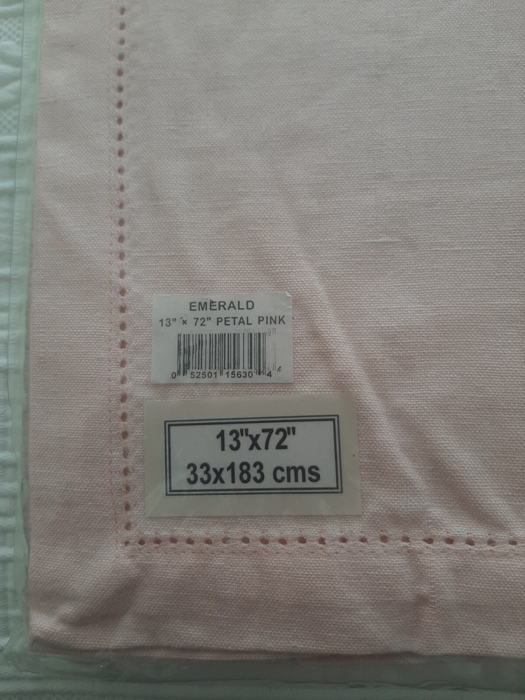 EMERALD Petal Pink Linen Table Runner 13" X 72"