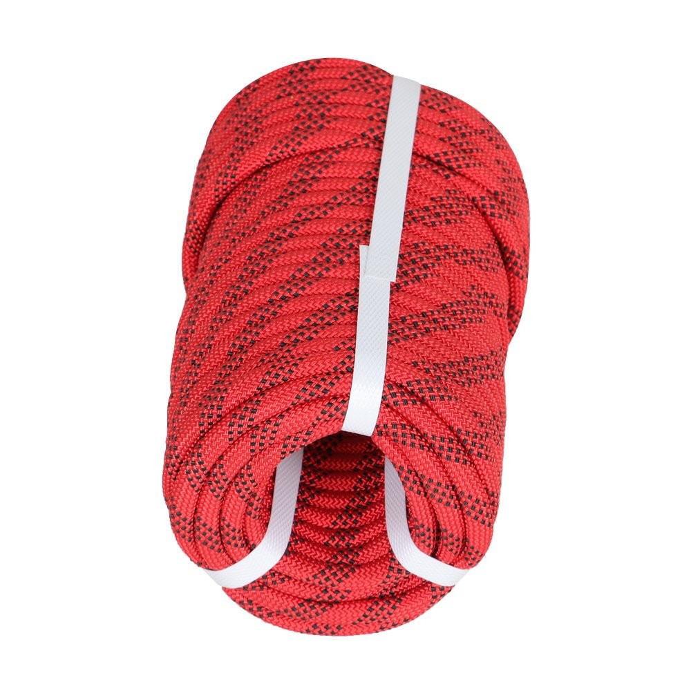 3/8" × 100' Braid Polyester Rope Arborist Tree Rope 3520Lbs Red & Black