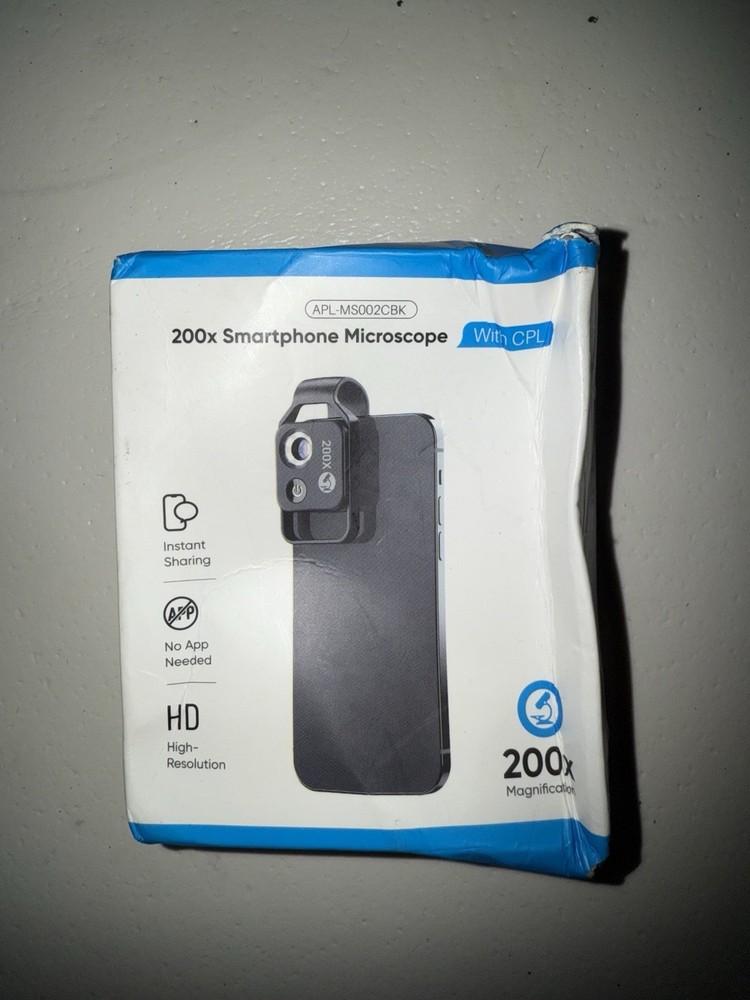 Apl Ms002bk 200x Magnification  Smartphone Microscope Damaged Box