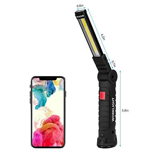 LED Flashlights, 2 Packs Rechargeable Work Lights,Work light with 2PACK Black