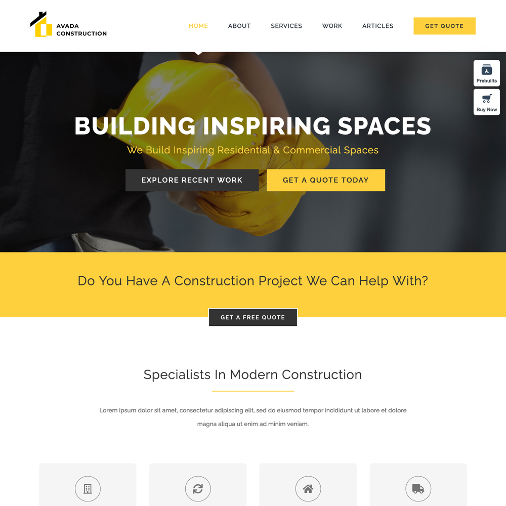 Building Construction Website Design with Free VPS Web Hosting and Installation