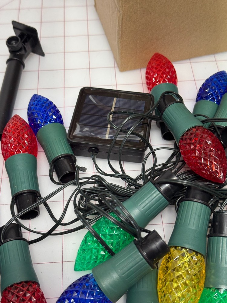 Solar Christmas Pathway Lights, 20 LED C9 String Lights 20 C9, Multicolor