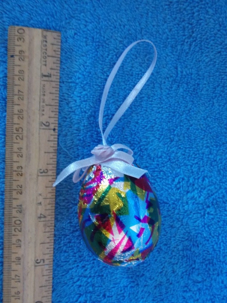 Faux Foiled Colorful Foil Covered Easter Egg Ornament