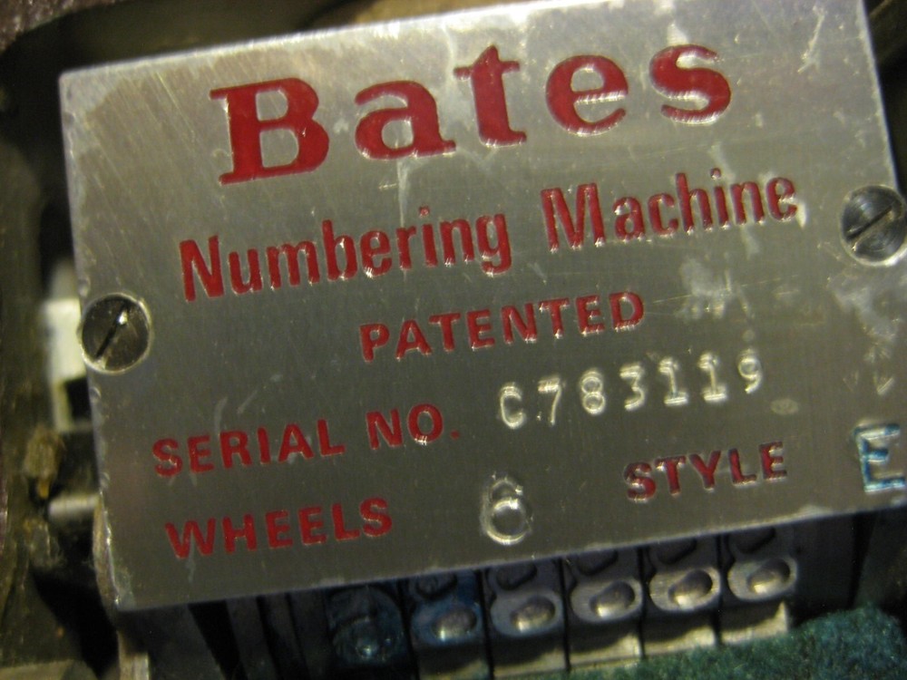Vintage Bates Numbering Machine 6 Wheels Style E
