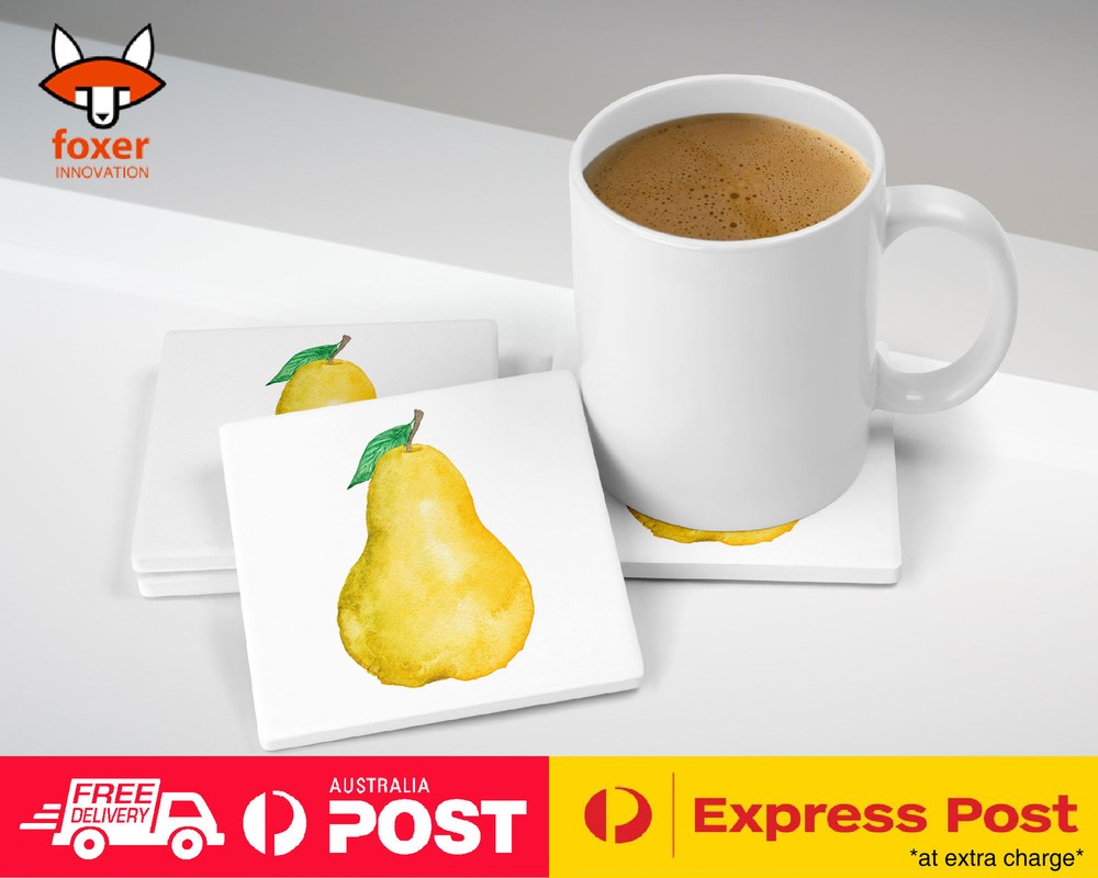 COASTER COFFEE DRINKING MAT|WATERCOLOR PEAR FRUIT