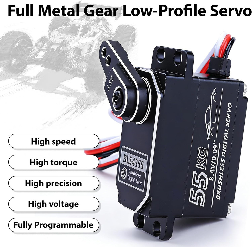 55kg Low-Profile Servo Programmable Brushless Digital Servo 0.09Sec High Speed