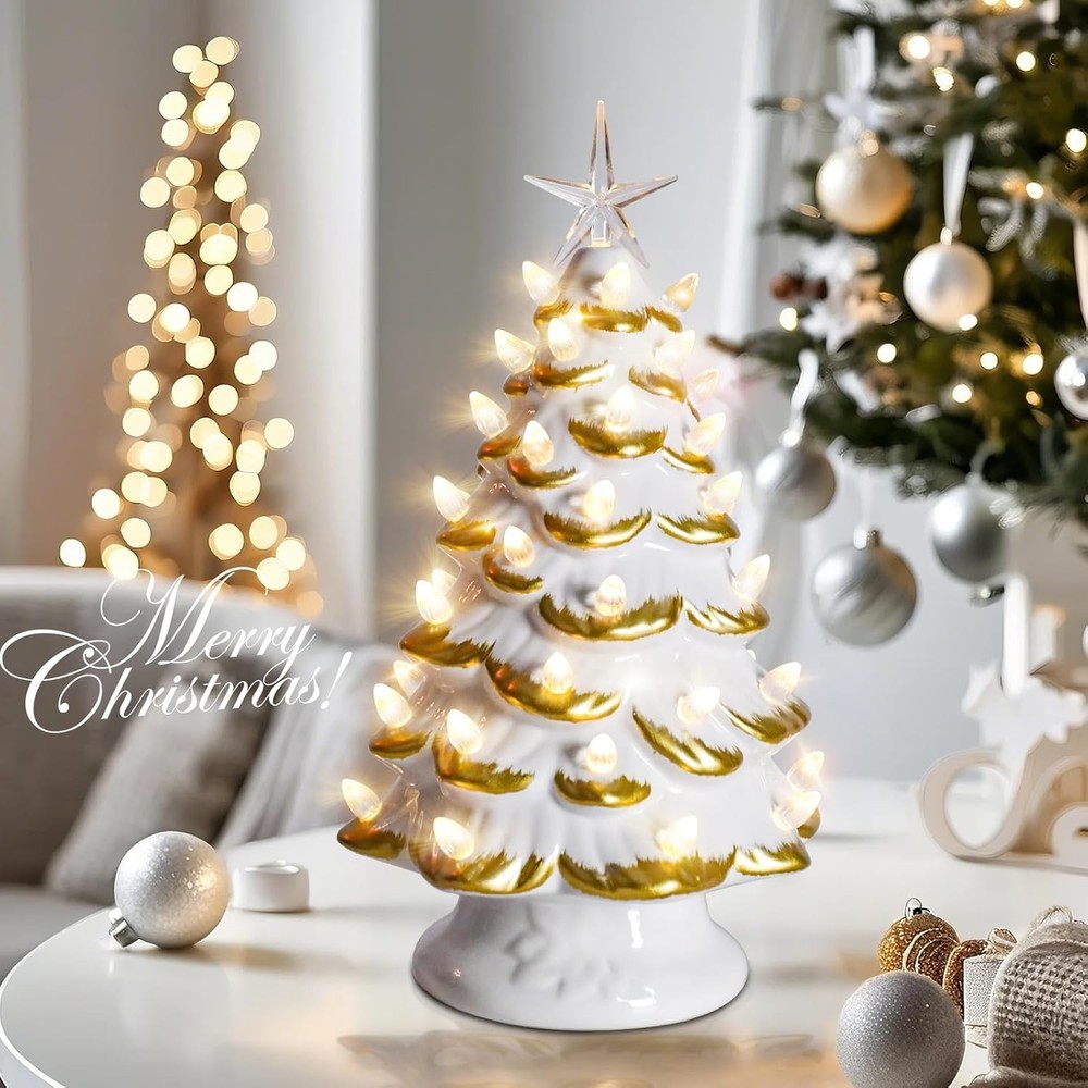 Ceramic Christmas Tree, Christma Tree with LED Lights, Christmas Tree Light U...