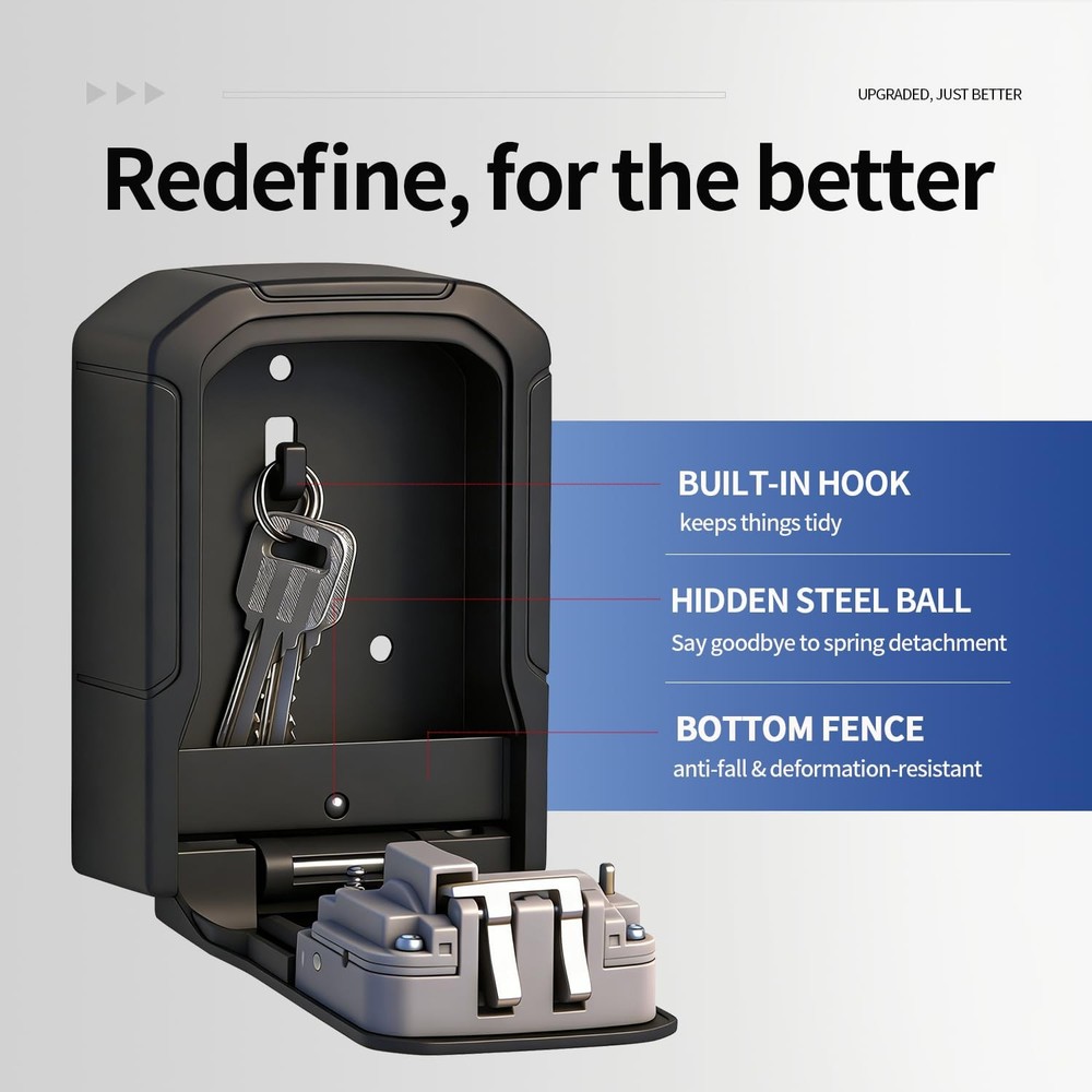 Lock Box, Key Lock Box Resettable Combination Lockbox Wall Mount Waterproof S...