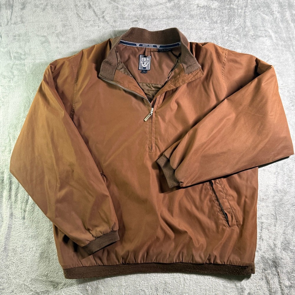 Sun Ice Pullover Windbreaker Golf Lightweight Jacket Brown XL