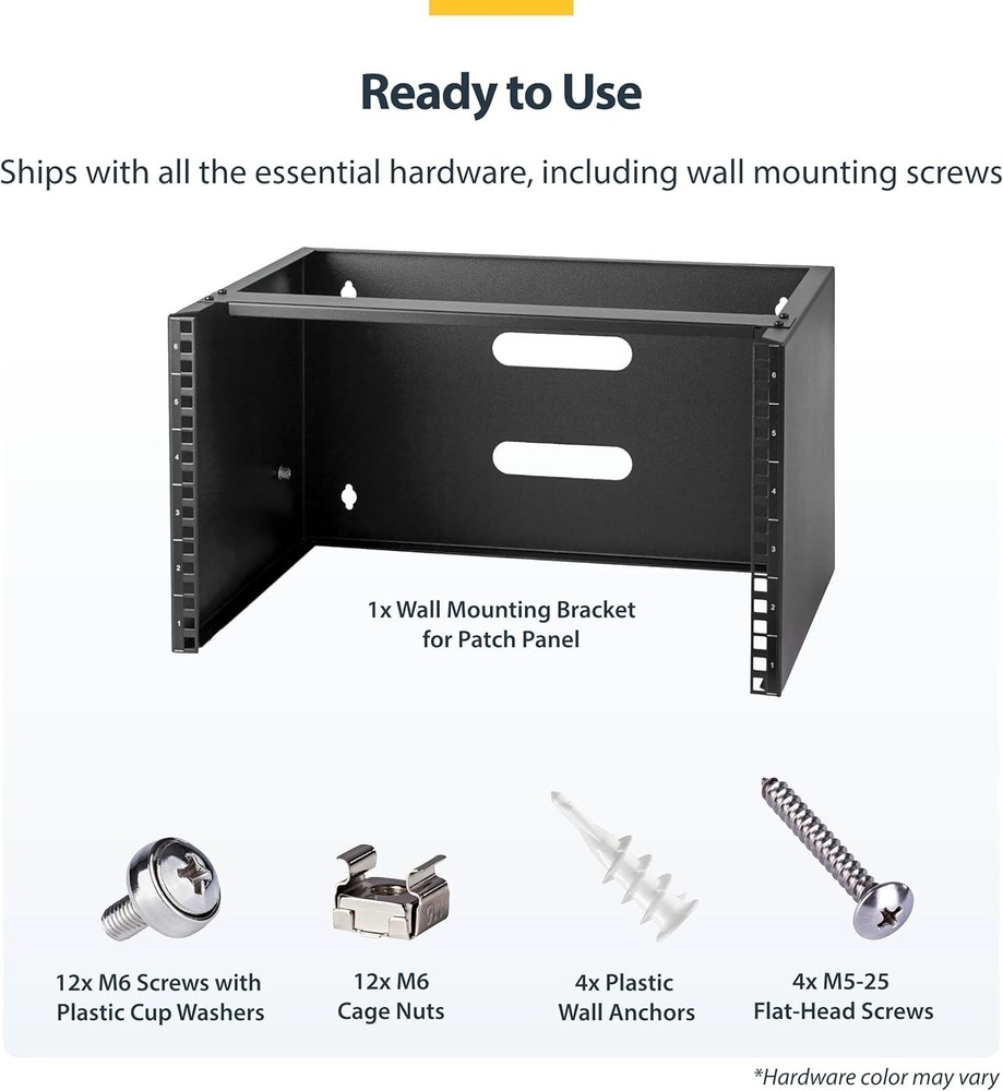 Sturdy 6U Wall Mount Network Rack - 44lbs Capacity, Easy Installation Included
