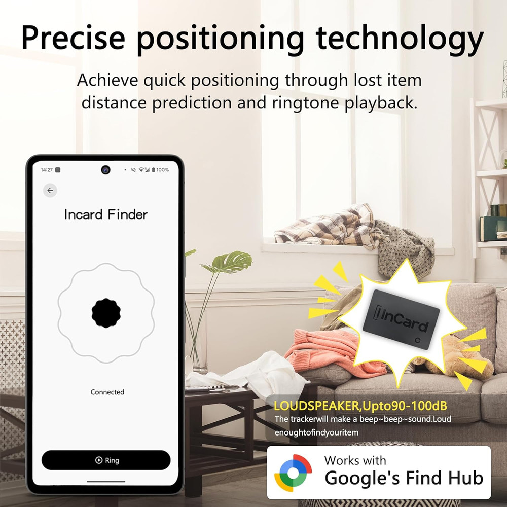 Ultra-Thin Air Tag 0.07In Wallet Tracker (Both Ios and Android) IP68 Bluetooth G