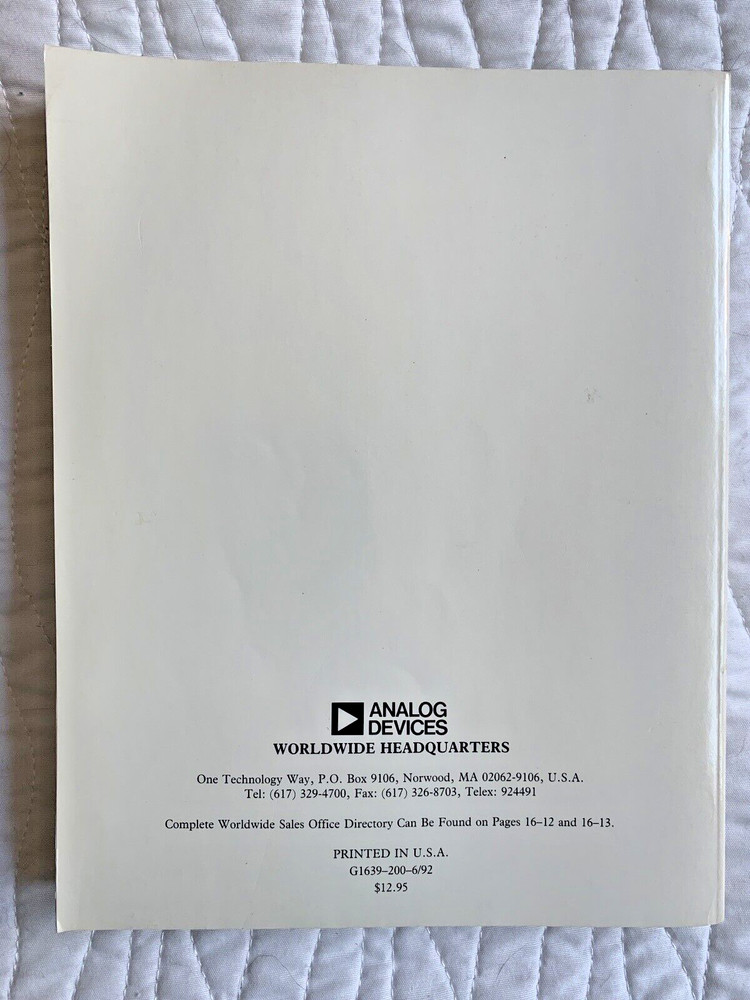ANALOG DEVICES Special Linear Reference Manual 1992
