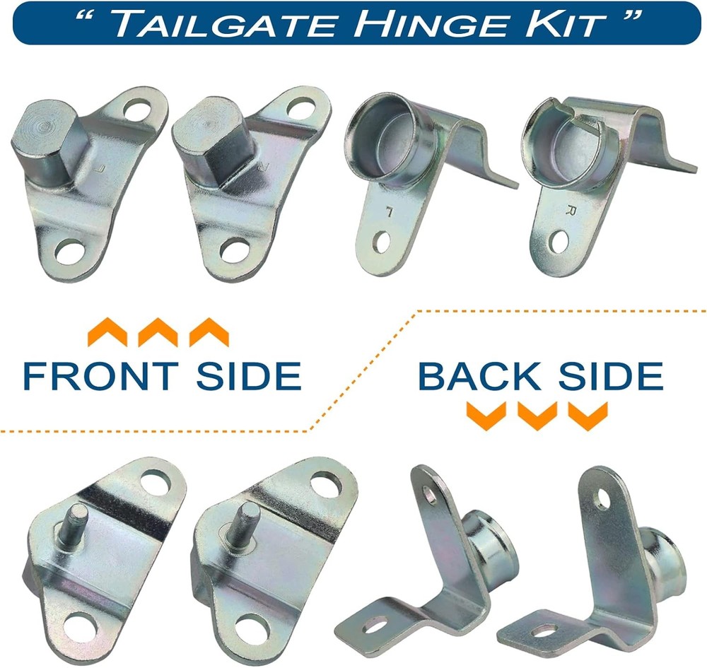 Tailgate Hinge Kit w/Bolts for Rear Tail gate Door Hinge, Silver