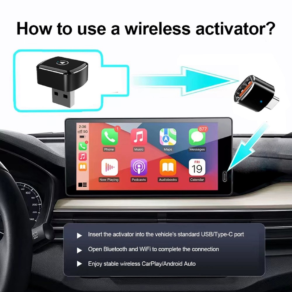 USB Auto Wireless CarPlay Adapter For Apple Android Wireless Dongle Plug ＆ Play