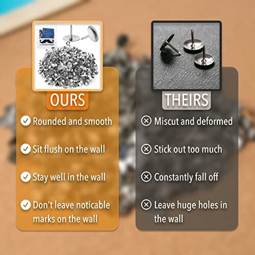 Thumb Tack, Flat Push Pins, Silver Thumb Tacks, 500 Pack